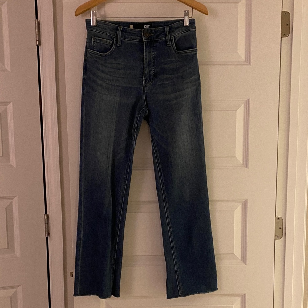 Kut from the Kloth Kelsey Fab Ab Ankle Flare Medium Blue Denim Jeans